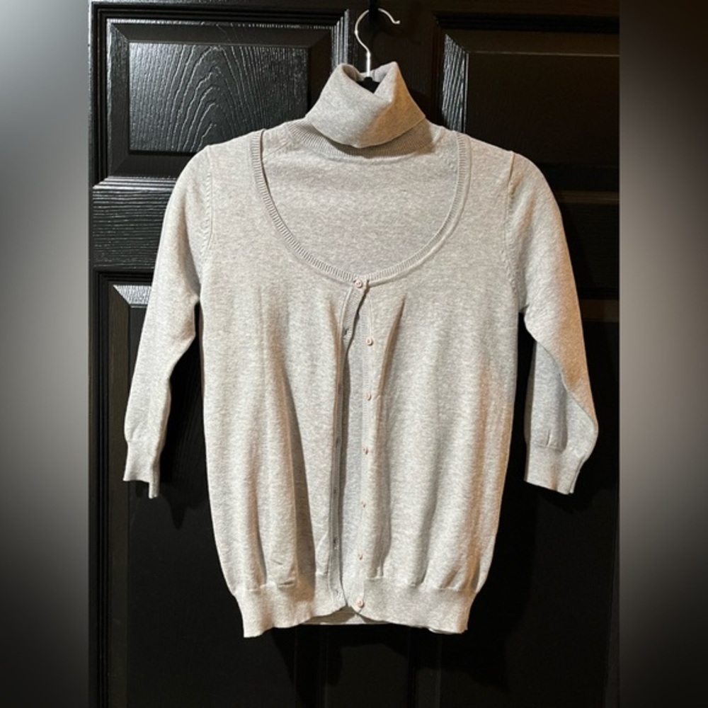 Zara Cotton  Blend Turtleneck Twin Set